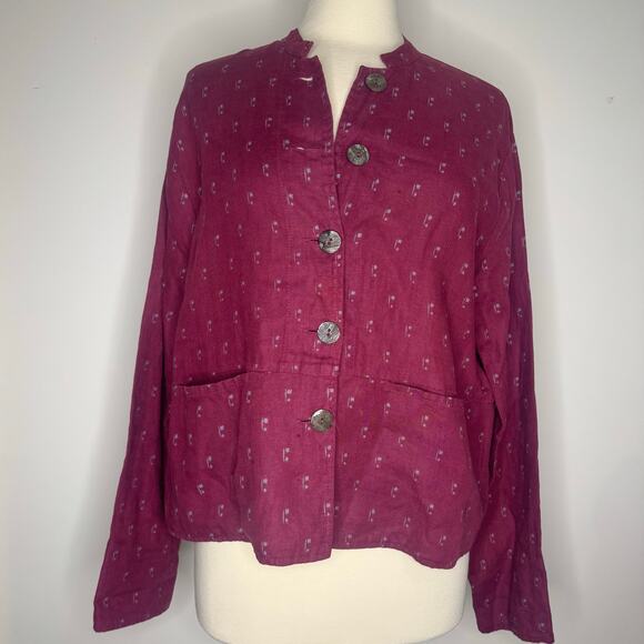 FLAX 100% Linen  Oversized Langenlook Button-down Shacket Top Size Small - Picture 1 of 8